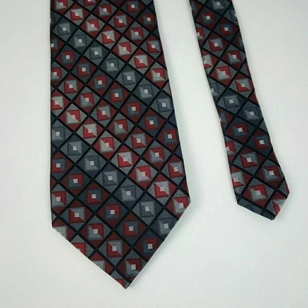 Croft & Barrow Silk Red Black Plaid Tie